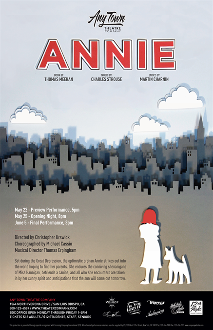 set could also be layered elements that move front to back as needed musical director annie theatre poster